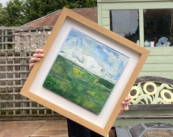 Cloud Shadows Art Original Painting - Oil Paint - Art Resin - Woodpanel - Framed - Forest of Dean - Clouds