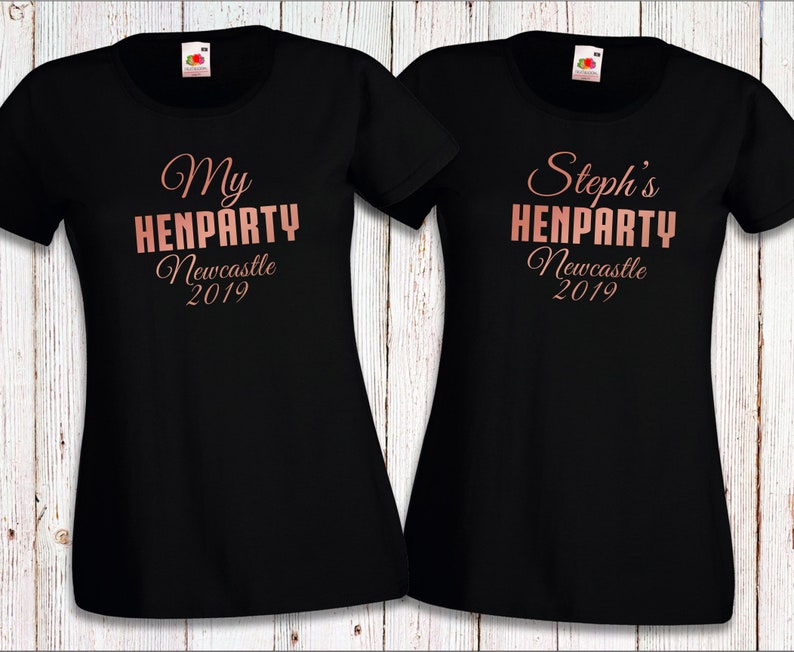Rose Gold Hen Do Party Bride Tribe 2019 Personalised T-shirt Ladies
