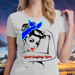 Rosie the riveter in color with different headband colors,