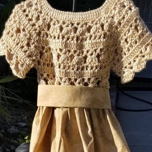 Crochet Baby Girl 2-3 year old dress with fabric. Easter, Spring dress