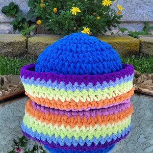 Erdbeere Shortcake und Freunde inspiriert, REGENBOGEN SHERBERT Gehäkelter Eimer Hut für Erwachsene, Rave Hut