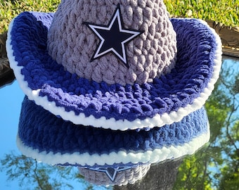 Cowboy Football, Crochet Hat inspired by Dallas, Adult Cowboy hat