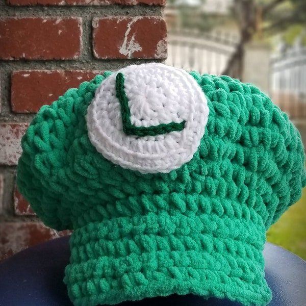 Mario Bros. Inspired, LUIGI Crochet bucket hat, Rave hat, Festival wear, Headwear Adult size