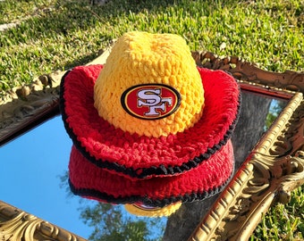 Crochet Cowboy Hat inspired by San Francisco football, Adult Cowboy hat