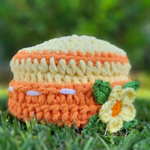2000&#39;s Strawberry Shortcake and friends inspired, ORANGE BLOSSOM, Crochet adult bucket hat, rave hat