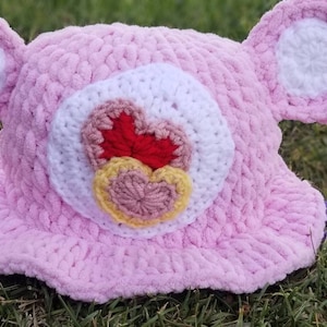 Care Bear, gorro de crochet, gorro de fiesta de Care Bear, gorro Love a Lot para adultos