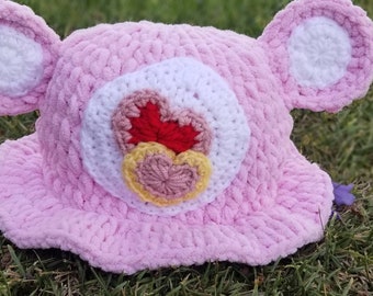 Crochet Care Bear Bucket Hat: Love-a-Lot Inspired Rave Hat