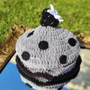 Strawberry Shortcake in BLACK & WHITE, Strawberry shortcake Crochet adult bucket hat, rave hat