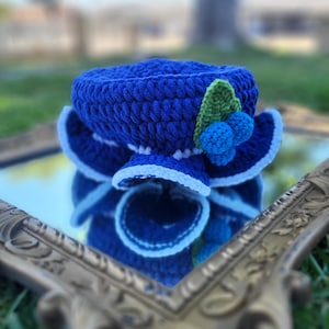 Strawberry Shortcake and friends inspired, BLUEBERRY MUFFIN Crochet adult bucket hat, rave hat