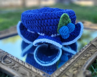 Strawberry Shortcake and friends inspired, BLUEBERRY MUFFIN Crochet adult bucket hat, rave hat