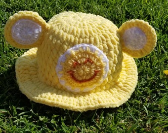 Funshine Bear Crochet Bucket Hat: Carebear Rave Hat