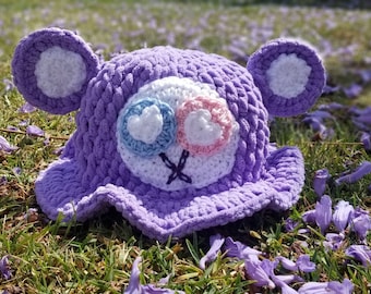 Crochet Share Bear Bucket Hat: Adult Rave Festival Hat