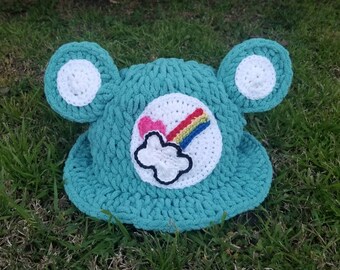 Crochet Care Bear Inspired Bucket Hat, Adult Rave Hat