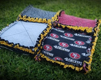 NFL San Francisco 49ers inspired rag quilt, Baby/Lap/Throw Blanket