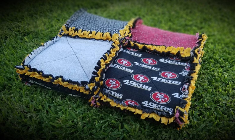 NFL San Francisco 49ers inspired rag quilt, Baby/Lap/Throw Blanket image 1