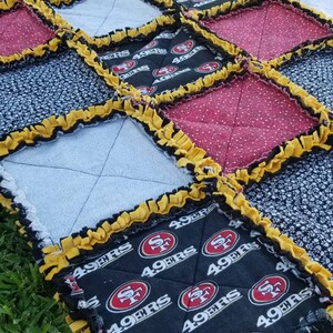 NFL San Francisco 49ers inspired rag quilt, Baby/Lap/Throw Blanket image 3