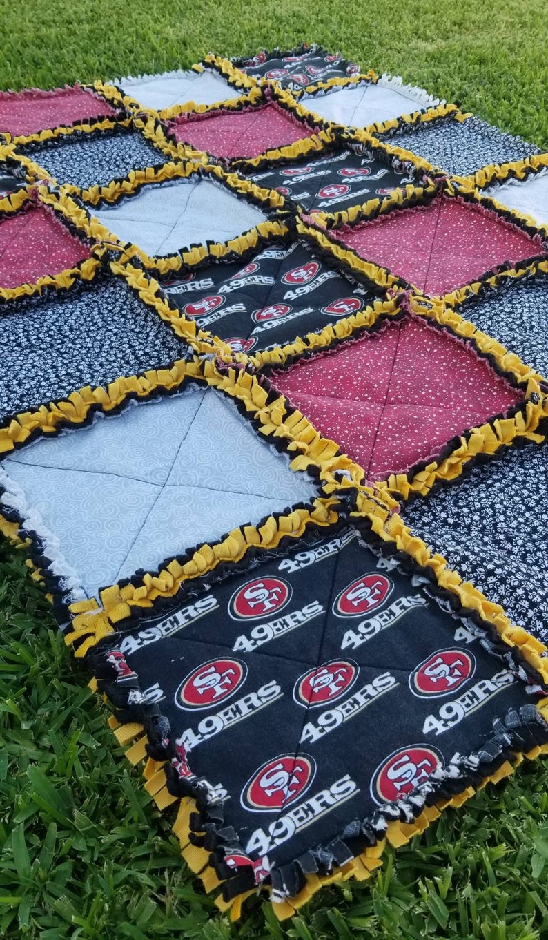 NFL San Francisco 49ers inspired rag quilt, Baby/Lap/Throw Blanket image 3
