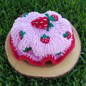 Strawberry Shortcake and friends inspired, STRAWBERRY SHORTCAKE Crochet adult bucket hat, rave hat with strawberry appliques