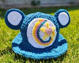 Carebear, Crochet bucket hat, Care Bear Rave THANKS A LOT