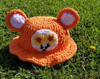 Friendship Bear Crochet Bucket Hat - Carebear Rave Hat