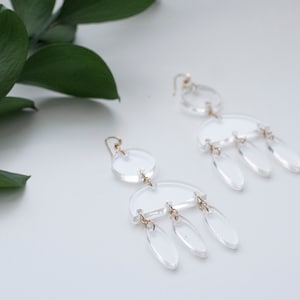 Acyrlic + 14k GF Chandelier Dangle Earrings |  Statement Earrings | Lightweight Earrings | Lasercut Acrylic | Gifts under 50