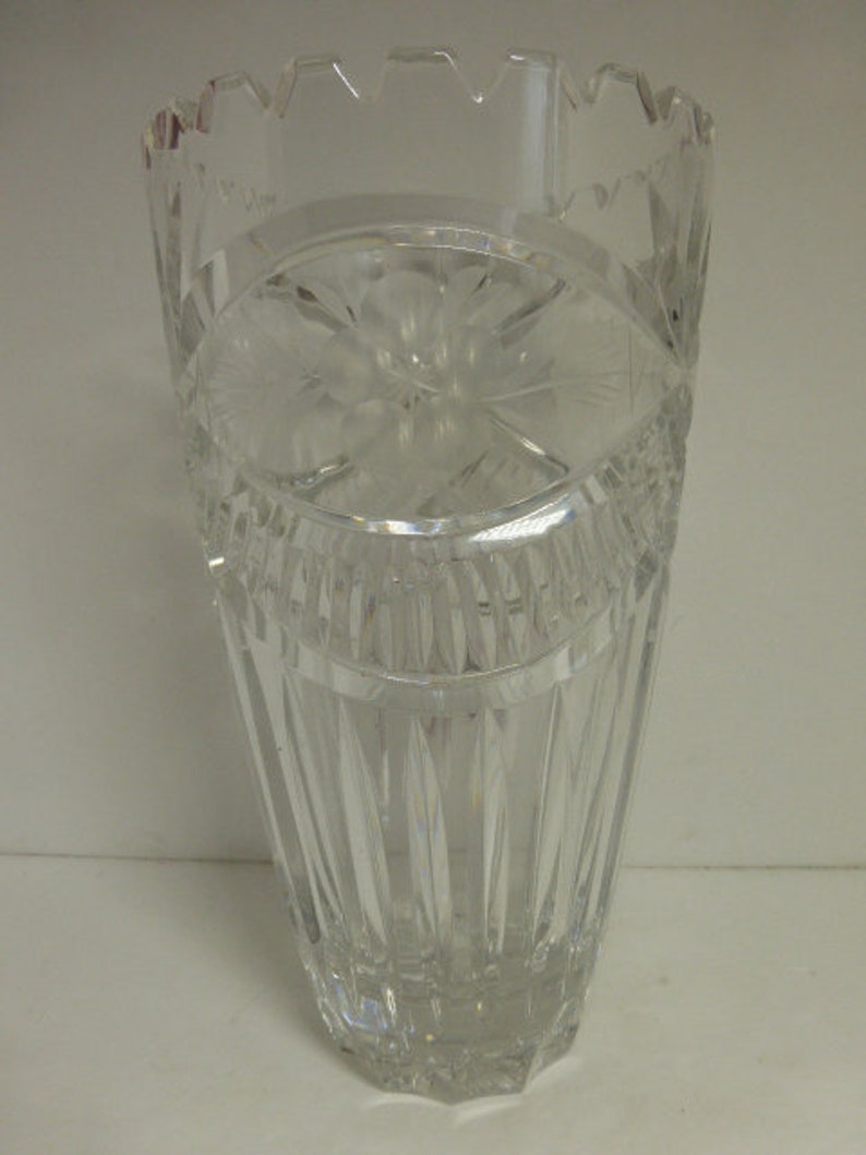 Vintage German Lead Crystal Vase 9 Clear Blown Glass Etsy