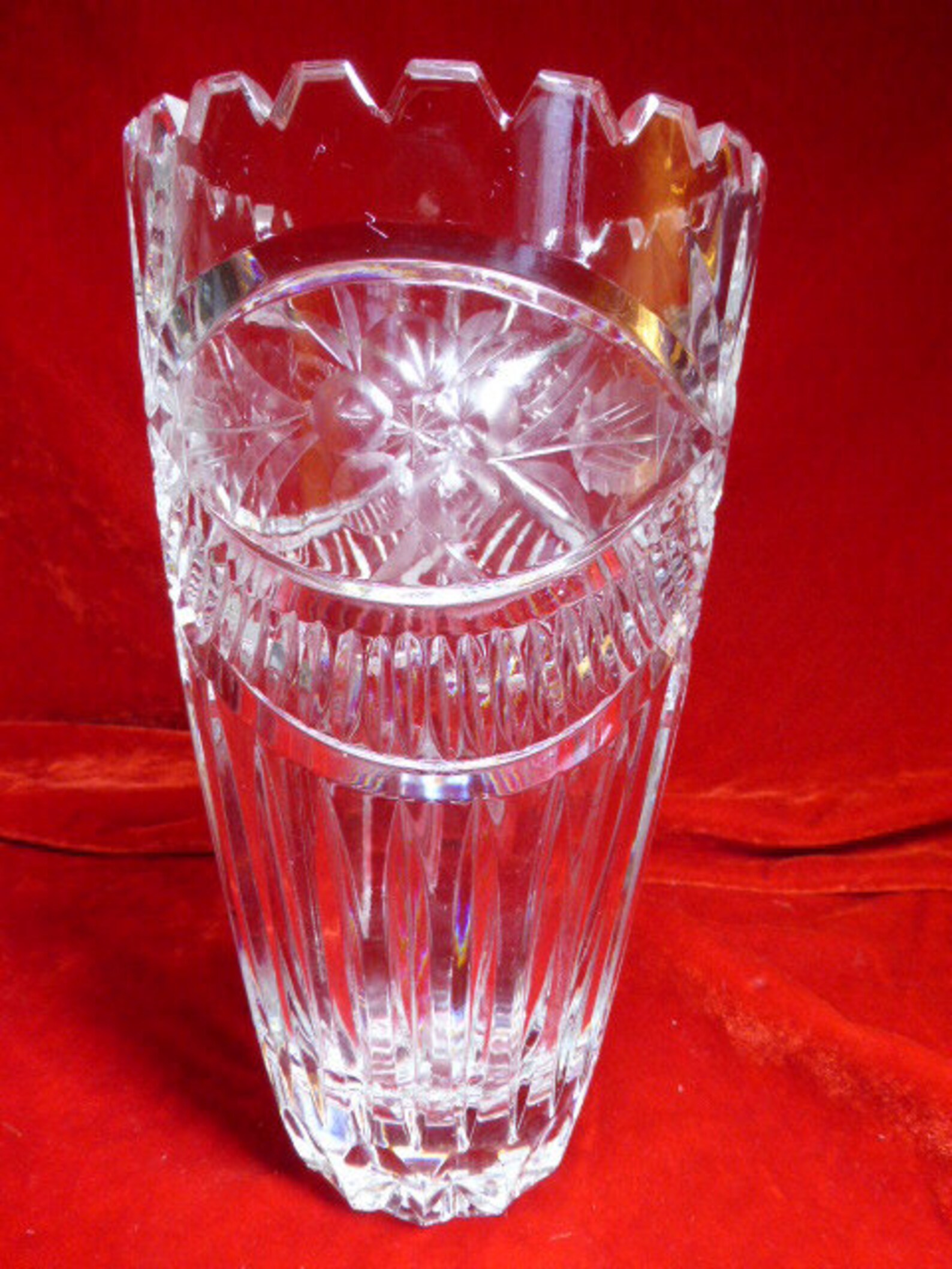 Vintage German Lead Crystal Vase 9 Clear Blown Glass Etsy