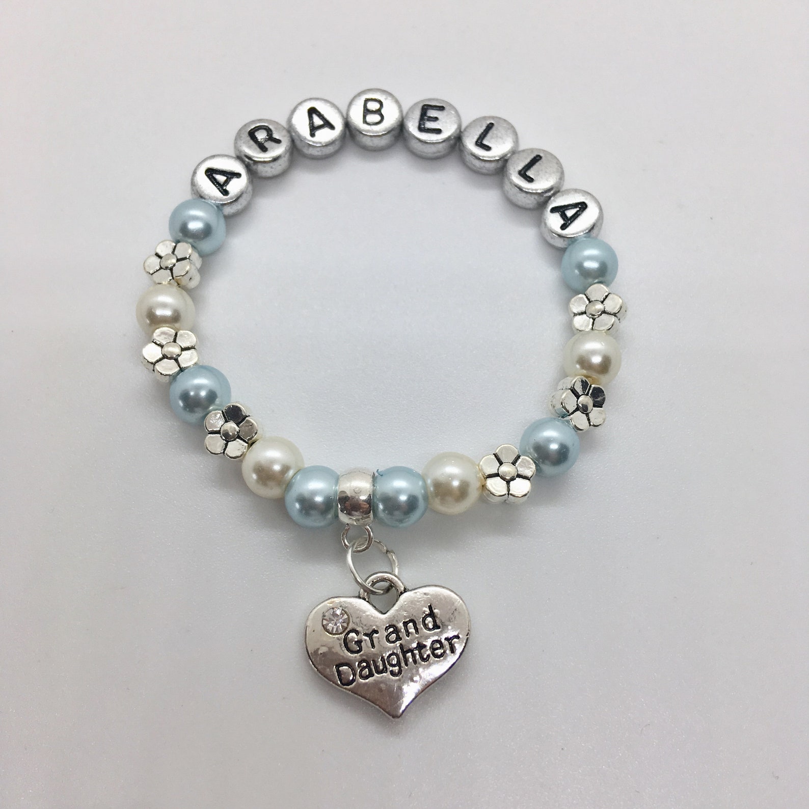 Personalised Granddaughter CHARM BRACELET 24 colour choice inc Etsy