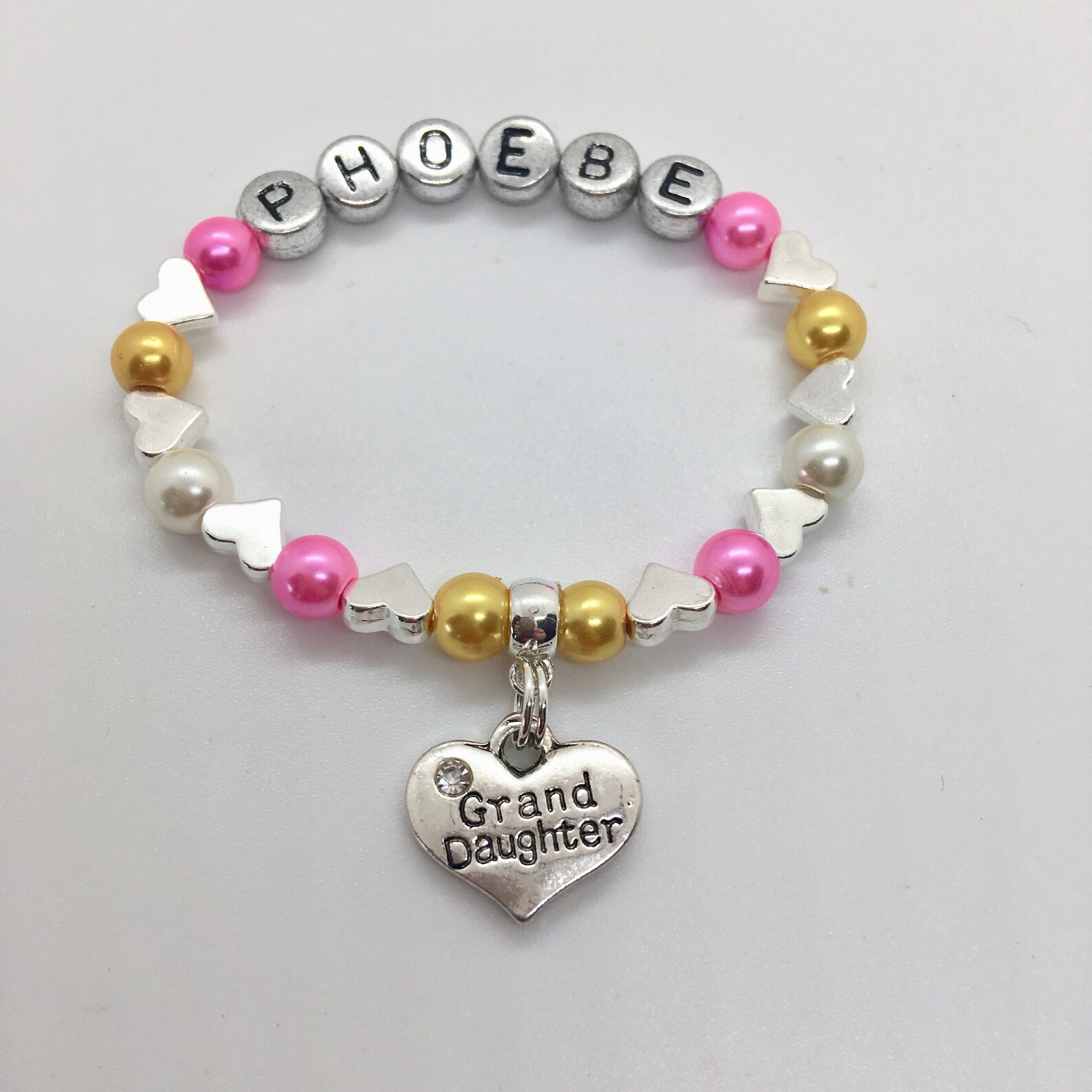 Personalised Granddaughter CHARM BRACELET 24 colour choice inc Etsy