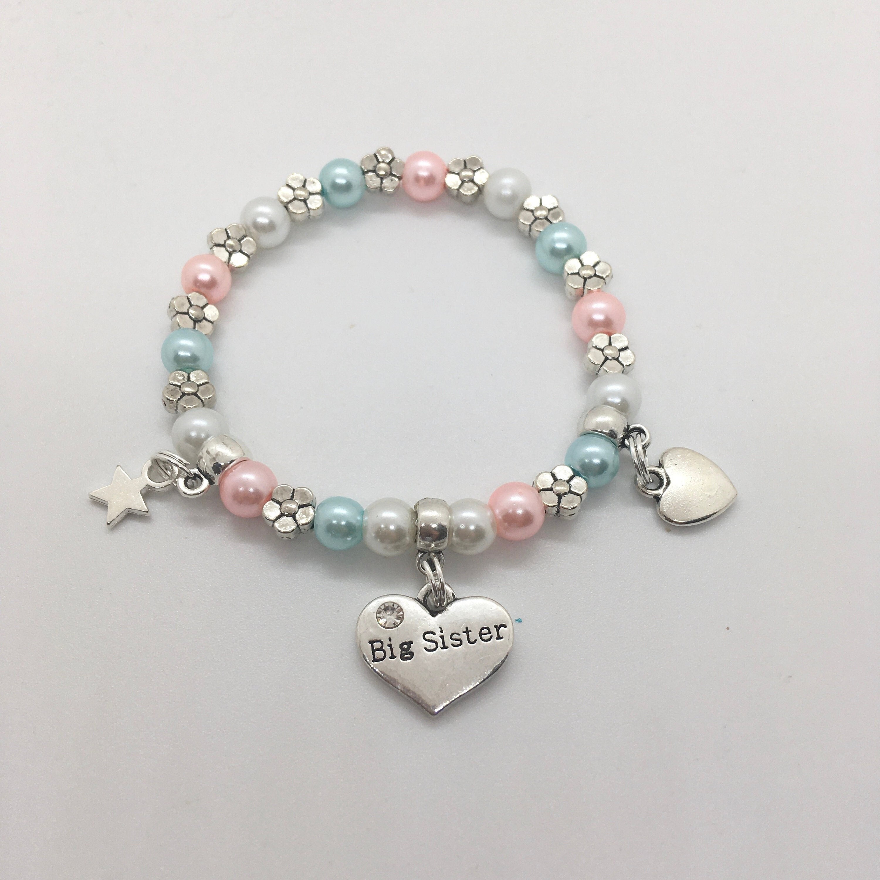 Big Sister CHARM BRACELET Big Cousin OR Initial Charm New Baby