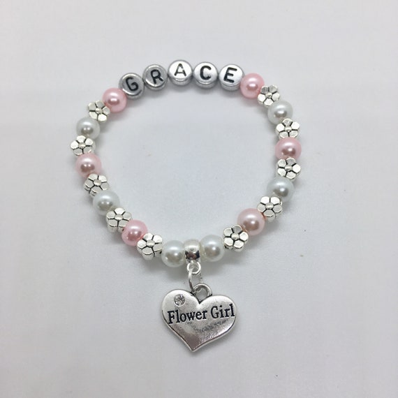 personalised flower girl bracelets