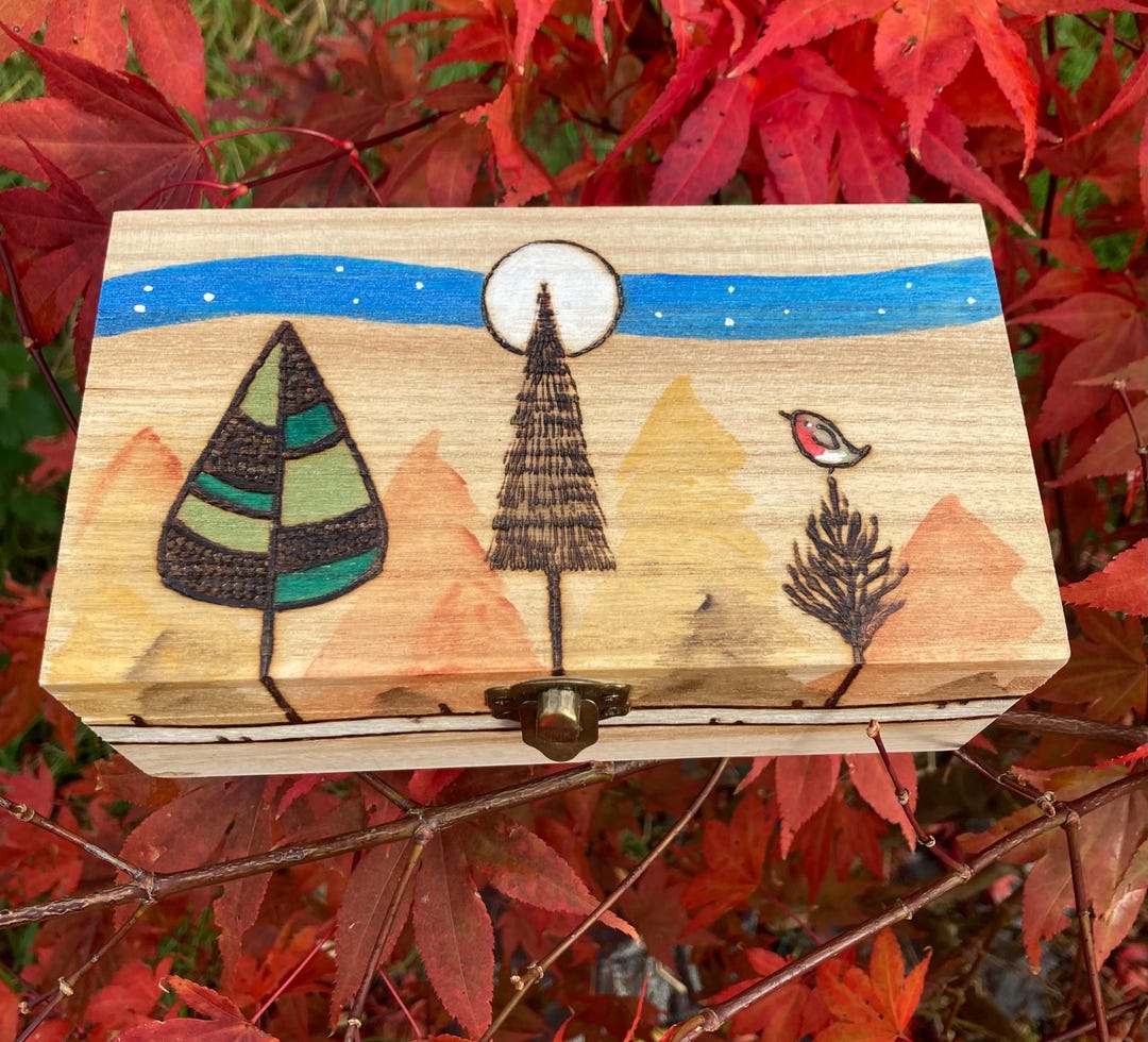 Personalised Woodland Tree Box, Crystal Box, Card Box, Wooden Keepsake ...