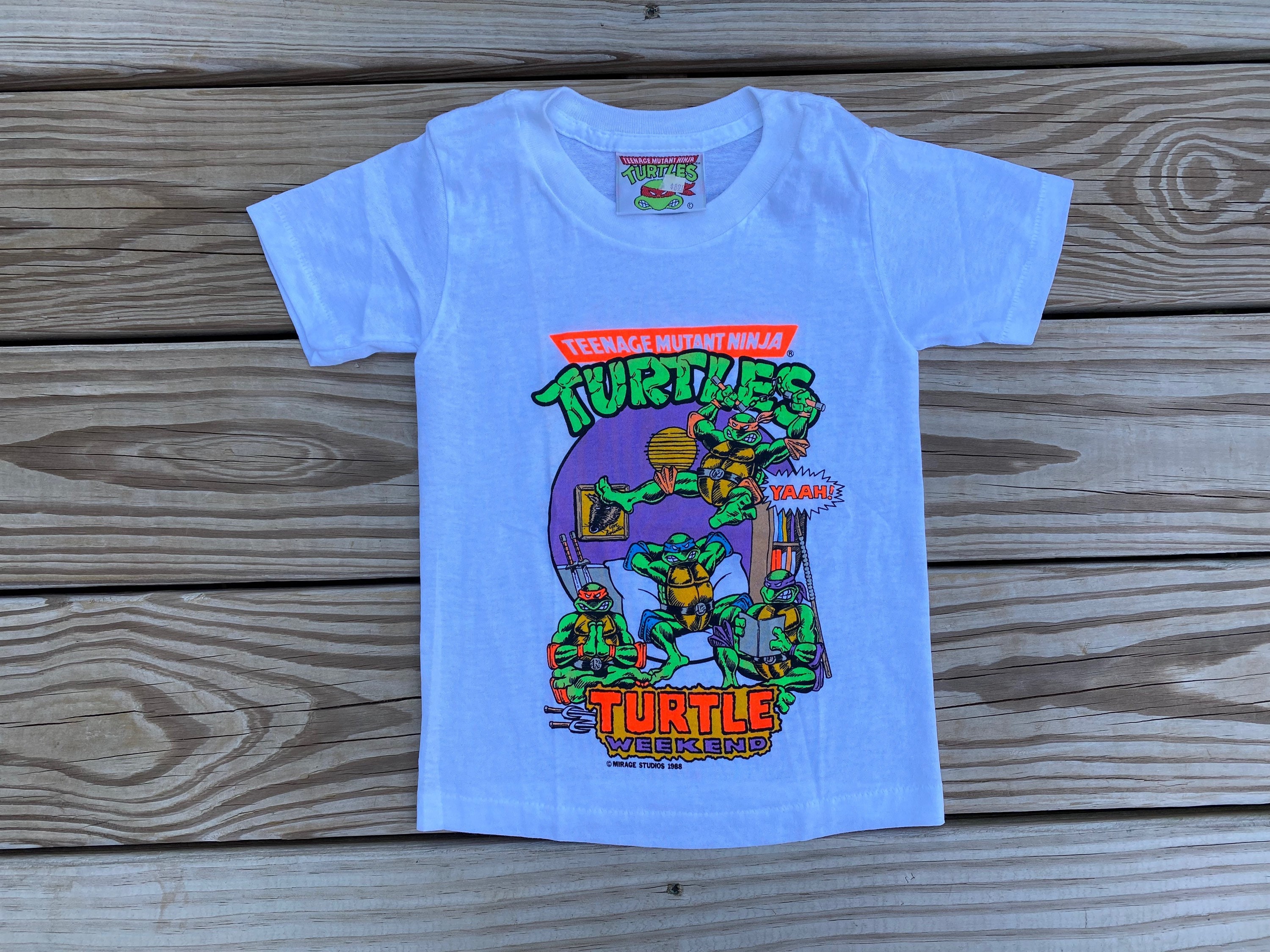 Vintage Kids 3T 1988 Teenage Mutant Ninja Turtles Shirt With Belt
