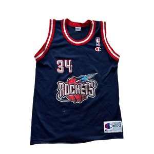 Kids vintage 90’s youth Rockets Champion jersey NBA Hakeem Olajuwon medium 10/12