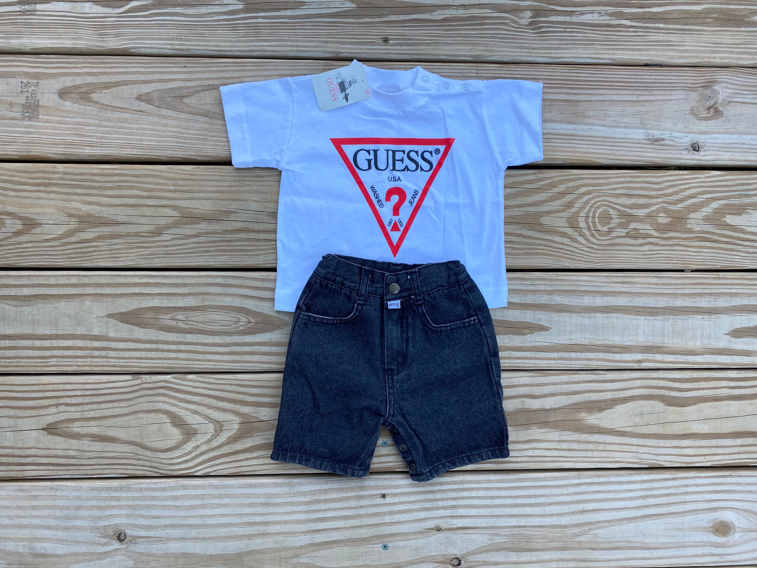 Kids 90s Baby Guess Jeans White T-shirt and Black - Etsy