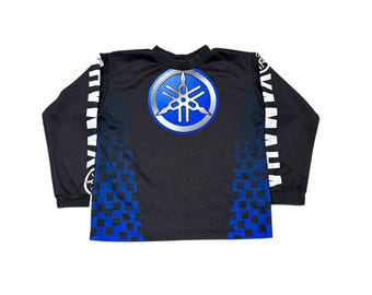 Vtg 70s 80s Yamaha Jersey Black Yellow XL Motocross Motorcycle