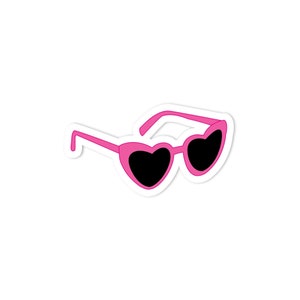 Pink Heart Sunglasses Sticker