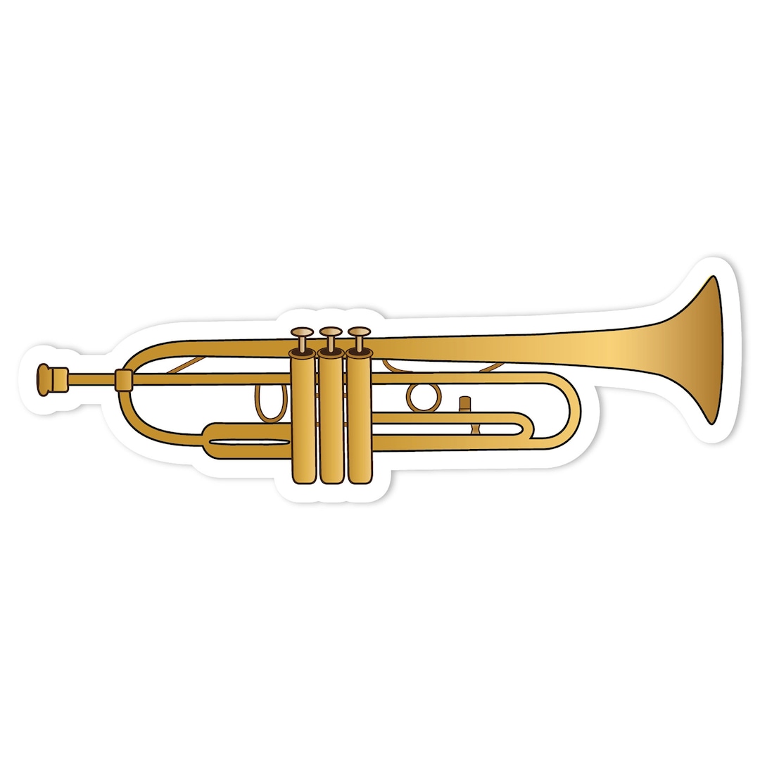 Silver Trumpet Sticker Trumpet Sticker - Waterproof Vinyl Instrument Decal - Etsy