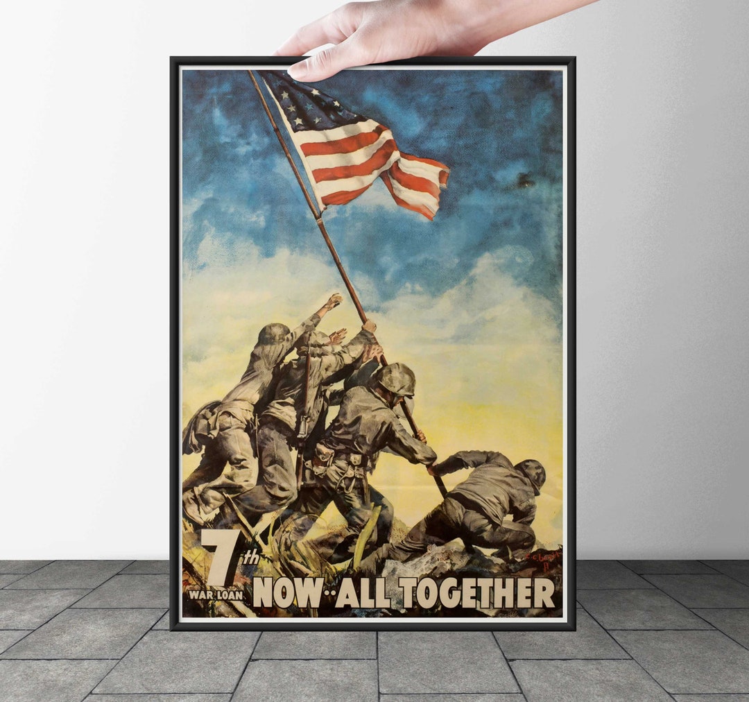 Vintage War Propaganda poster US WW11 Now all Together wall Decor Gift