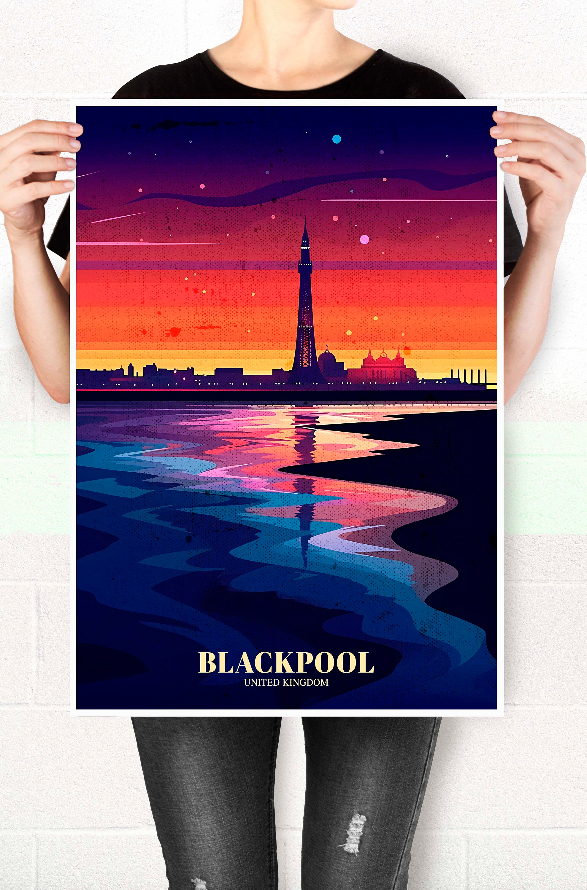 Blackpool Print, Blackpool UK Poster, Blackpool Wall Art, Blackpool Art