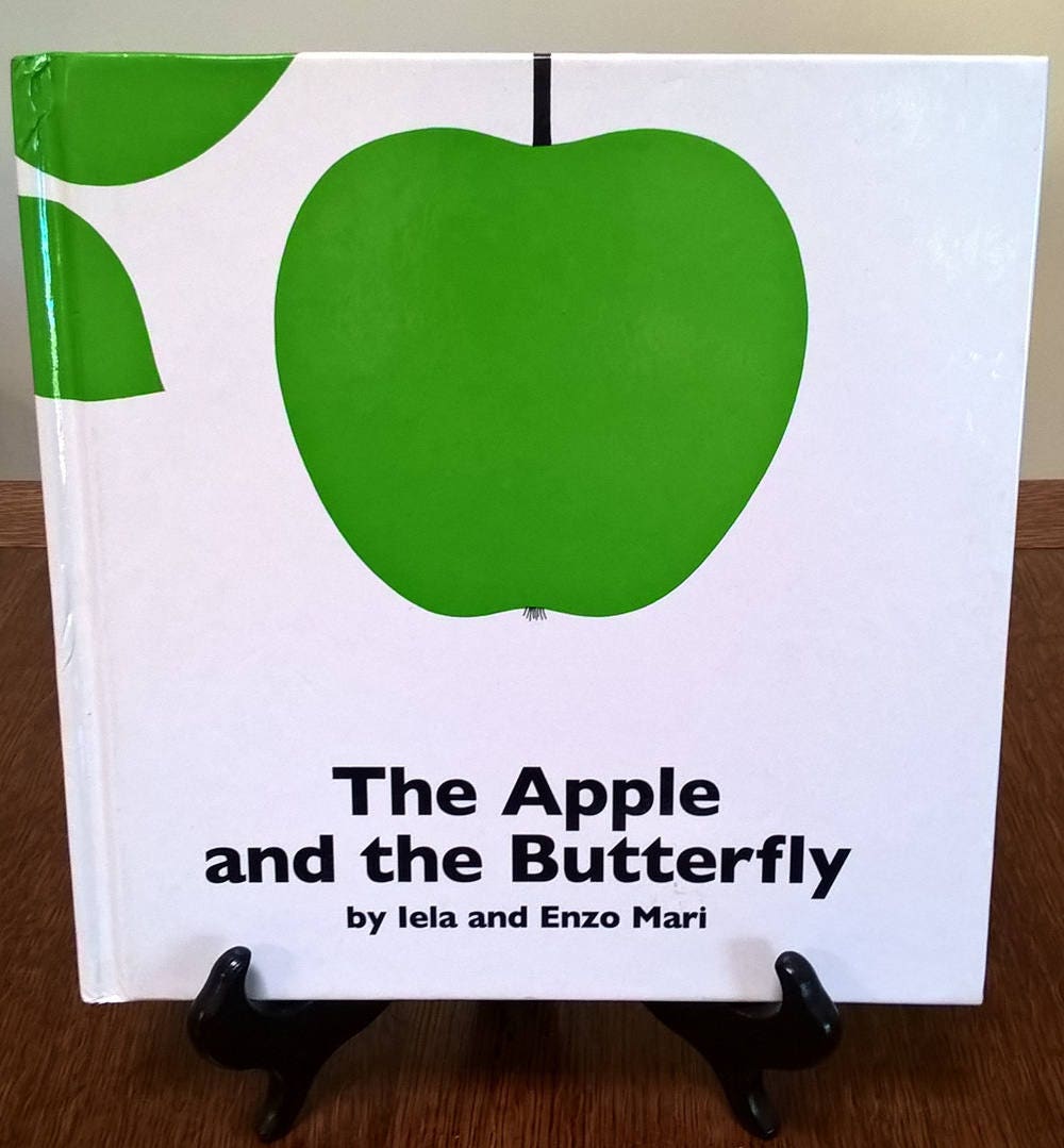 The Apple And The Butterfly Enzo Mari Iela Mari First Edition Children S Books Kids Books Mid Century Modern Caterpillar Farfalla