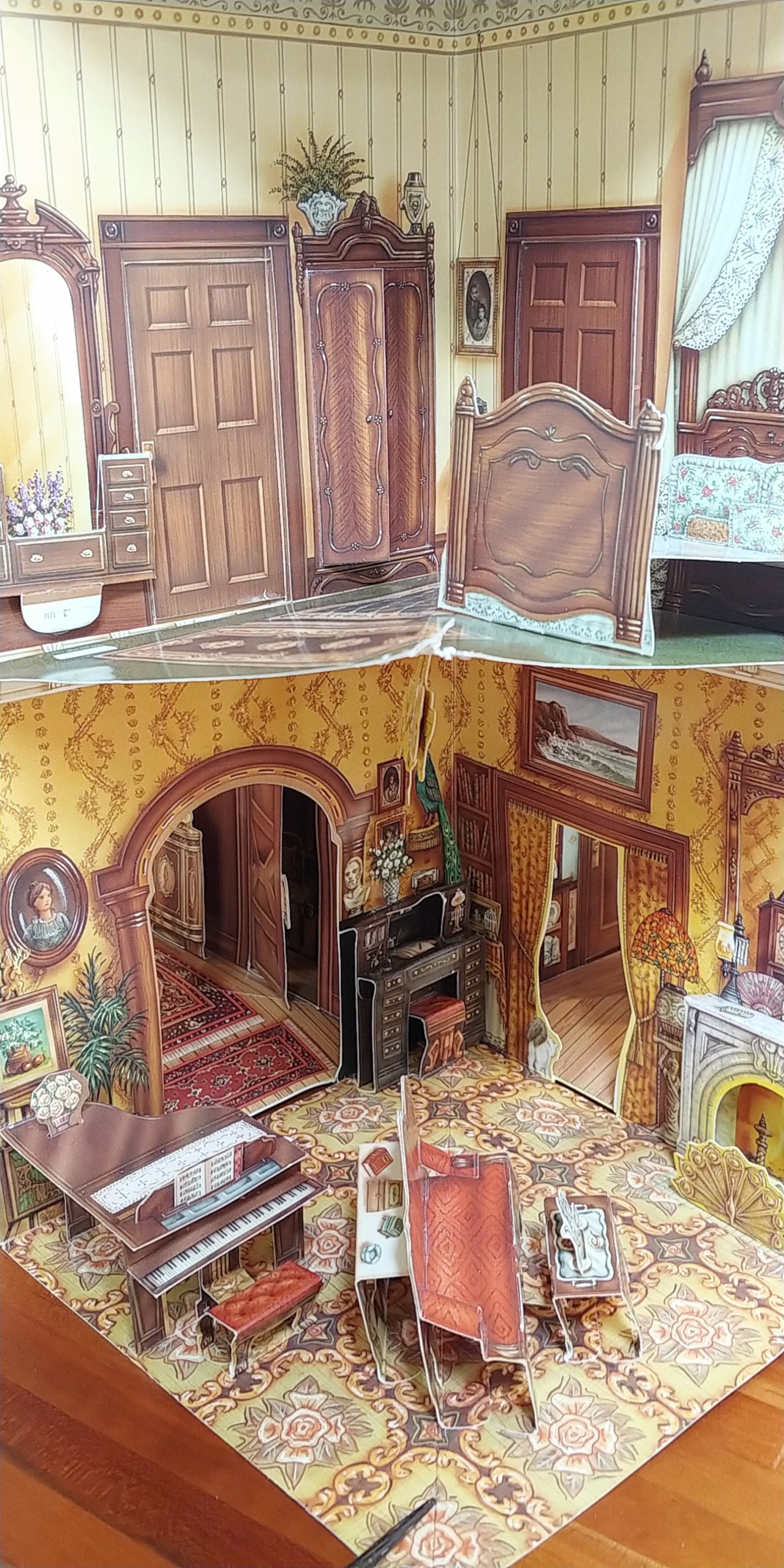 Three Dimensional Victorian Doll House Vintage Children s Book Pop Up Book from 1990s Paper Dolls