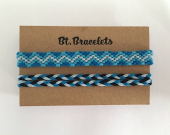 Set of 2 friendship braces zigzag blue bracelets or anklets