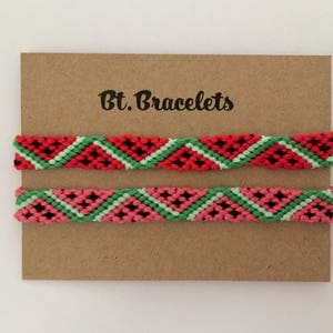 Set of two watermelon friendshipbracelets bracelets or anklets