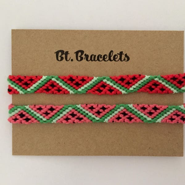 Set of two watermelon friendshipbracelets bracelets or anklets