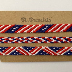Pulseras de la amistad de EE. UU. Bandera de los Estados Unidos de América Pulseras del 4 de julio Estrellas y barras