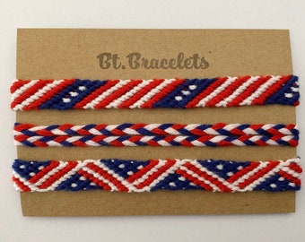 USA friendship bracelets Flag United States of America Fourth of July bracelets Stars and Stripes