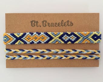 Set of 2 friendshipbracelets blue/yellow bracelets or anklets