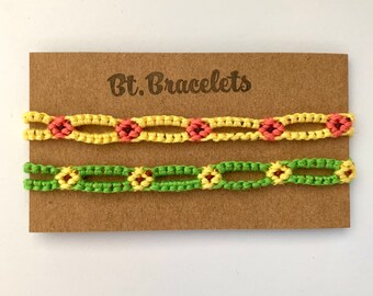 Set of two friendshipbracelets daisy bracelets flowers yellow/green