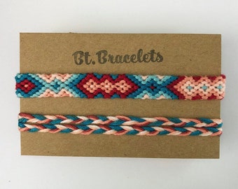 Set of two friendshipbracelets blue/red bracelets or anklets